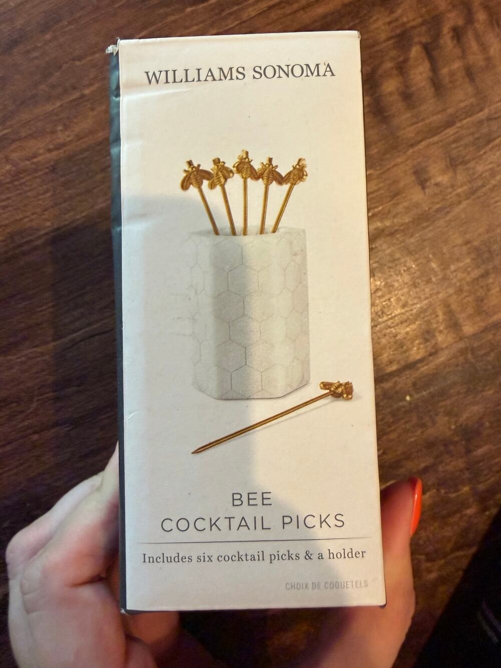 Williams sonoma gold bee cocktail picks with holder